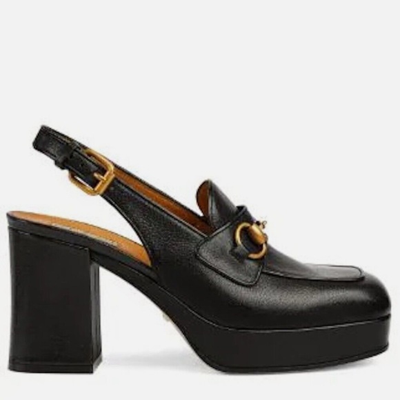 Gucci Women's Horsebit Slingback Platform Block Heel Pumps 39 - Picture 7 of 13
